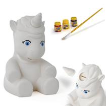 Boneco Unicórnio Cofrinho Pintura Porta Moedas Para Colorir