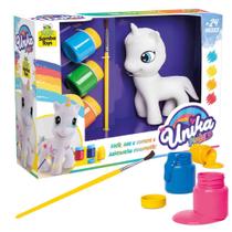 boneco Unicórnio p/ pintar colorir kit com tintas brinquedo