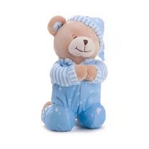 Boneco Ursinho Que Reza Oração Anjinho Da Guarda 24cm Azul 0147 - Buba