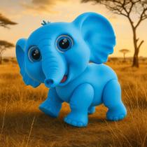 Boneco Vinil Atóxico Elefantinho Azul Safari Animais Grande Macio Brinquedo Criança Presente