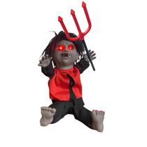 Boneco Zumbi com Tridente Halloween Dias das Bruxas Assustador Festa Movimento Grito Susto Terror Assombrado Decoraçao