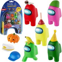 Bonecos Among Us da Crewmate - 5 Figuras + 16 Itens Colecionáveis
