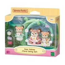 Bonecos Bebês Cervos Balanço Floral Figuras Sylvanian Families Com Acessórios