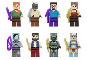 Bonecos Blocos De Montar Minecraft Alex Husk Steve Zombie - Mega Block Toys