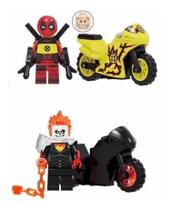 Bonecos Blocos De Montar Motos Motoqueiro Fantasma Deadpool - Mega Block Toys