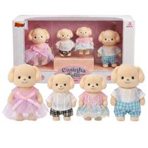 Bonecos Coleção Família Cachorro Para Crianças Casinha Feliz 4 Cachorrinhos