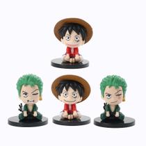 Bonecos de ação Anime One Piece Luffy Roronoa Zoro 4 unidades