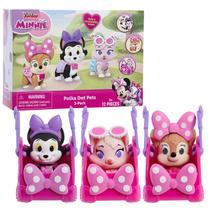 Bonecos de brinquedo Disney Junior Minnie Mouse Polka Dot Pets, pacote com 3