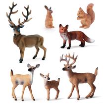 Bonecos de brinquedo SIENON Forest Animals, 7 unidades com família de veados, alces
