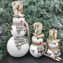 Bonecos De Neve Cartola Enfeite Natalino Em Isopor Kit 3pçs