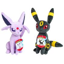 Bonecos de Pelúcia Pokémon Espeon e Umbreon (20cm) - Pacote com 2