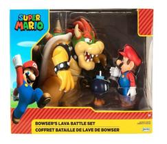 Bonecos Diorama Super Mario Batalha De Lava Do Bowser - 3016