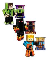 Bonecos do jogo Minecraft Athos Lopers Cadres 25cm Kit c/ 3