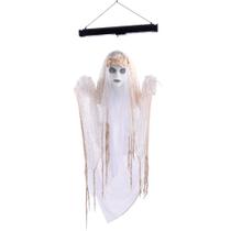 Bonecos Halloween Assustador Noiva Fantasma Com Movimento Led E som de Terror Automático Decoração Eletrônica pra Pendurar