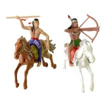 Bonecos Indios Apache com Cavalos Faroeste brinquedo - ART