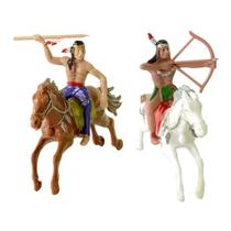 Bonecos Indios Apache com Cavalos Faroeste brinquedo