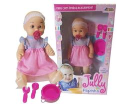 Bonequinha baby Infantil Comidinha com Diversos Acessórios - Boneca Jully Papinha para Meninas