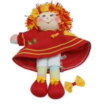Bonequinha de Pelucia Emilia de Pano Pequena Cabelo Crochet