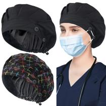 Bonés Bouffant ABAMERICA, pacote com 2 botões e faixa de suor Bonés Bouffant ABAMERICA, pacote com 2 botões e faixa de suor