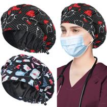 Bonés Bouffant ABAMERICA, pacote com 2 botões e faixa de suor