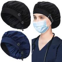 Bonés Bouffant ABAMERICA, pacote com 2 botões e faixa de suor