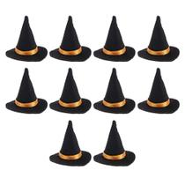 Bonés de chapéu de bruxa com decoração de garrafa de vinho para festa de Halloween (10 unidades) Bonés de chapéu de bruxa com decoração de garrafa de vinho para festa de Halloween (10 unidades)