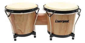 Bongo em madeira 6'' x 7'' liverpool pele animal 11884