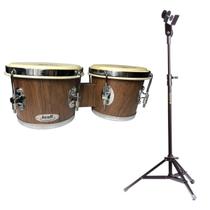 Bongo Madeira Fosca 7x8 Pele Animal Torelli Tb 011 Com Pedestal - Torelli Musical