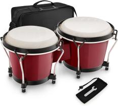 Bongô Percussão Profissional 6" e 7" pele animal e bag sonata vermelho