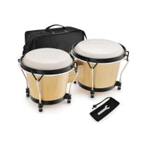Bongô Sonata Natural De Madeira Maciça Tambores De 6 + 7 Com Bag