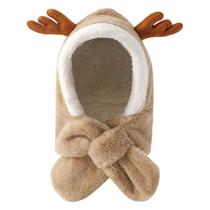 Bonito veado elk antlers crianças chapéu cachecol de uma peça inverno quente macio pelúcia proteger pescoço orelha chapéu do bebê criança gorro à prov