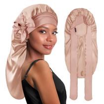 Bonnet BONNET QUEEN Silk Bonnet para tranças, champanhe extra longo Bonnet BONNET QUEEN Silk Bonnet para tranças, champanhe extra longo