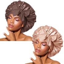 Bonnet de seda BONNET QUEEN para dormir com faixa de gravata, pacote com 2 unidades