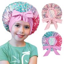 Bonnet Infantil de Cetim Choshion - Conjunto com 2 Peças para Meninas