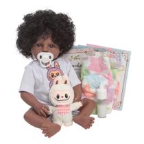 Bonreca Reborn Realista Negra 100% Silicone Com Pelúcia