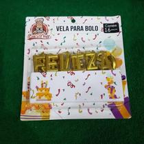 Bons vela de aniversario feliz aniversario dourada c/16 pçs 7,5cm - bcfx