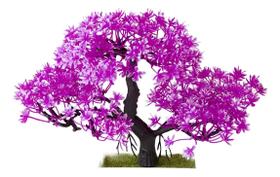 Bonsai Artificial Realista Mini Folhas Roxo Vaso Plantas Top