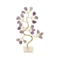 Bonsai Pedra Ametista Espiritualidade Base Cristais 14cm