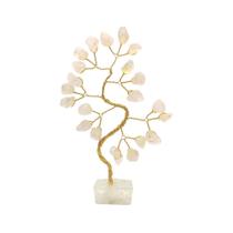 Bonsai Pedra Quartzo Rosa Base Cristais - Amor Mini Árvore Prosperidade Sorte Chakras Fortalecimento