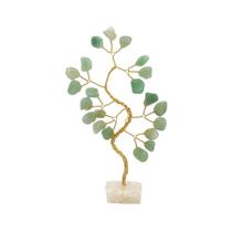 Bonsai Pedra Quartzo Verde Base Cristais - Saúde Mini Árvore Prosperidade Sorte Chakras Fortalecimento