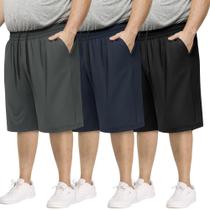 BOOJO Kit com 3 Bermudas de Academia Grandes e Altas para Homens com Bolsos BOOJO Kit com 3 Bermudas de Academia Grandes e Altas para Homens com Bolsos