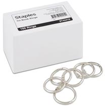 Book Rings Staples 1804211, 2,54 cm de largura, prata, pacote com 100 Book Rings Staples 1804211, 2,54 cm de largura, prata, pacote com 100