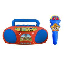 Boom Box Karaoke c/ Microfone Musical Infantil Patrulha Canina Paw Patrol