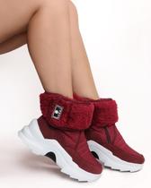 Boot sneakers impermeavel cano baixo bordô feminino - legut