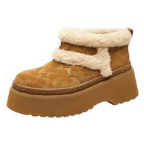 Bootie Coach Christina Shearling Tobacco Suede Women 8US