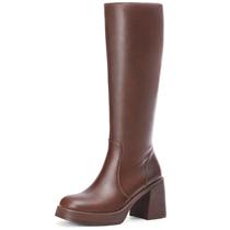Boots Choiran Knee High Platform Leather para mulheres, marrom 8,5 Boots Choiran Knee High Platform Leather para mulheres, marrom 8,5