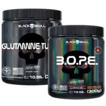 Bope Pré Treino 300g + Glutamina Turbo 300g Black Skull