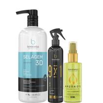 Borabella Selagem 3D 1Litro + Fluido 300ml + Óleo Argan 60ml