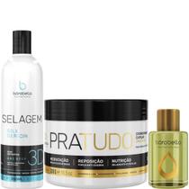 Borabella Selagem 3D 350ml + Pratudo 300g + Óleo Argan 7ml