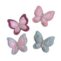 Borboleta dupla c/paetê 35x45mm multicolor pct c/6 unidades